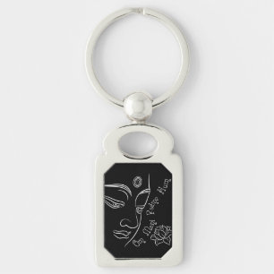 Porte-clés Bouddha Lotus Om Mani Padme Hum Blanc
