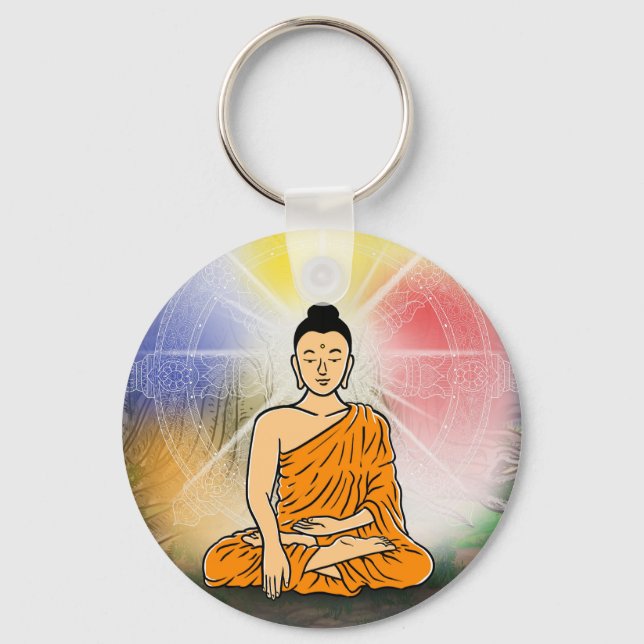 Porte-clés Bouddha's Enlightenment & Dharma Wheel Porte - clé (Recto)