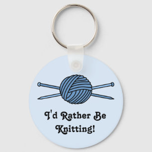 Porte-clés Boule bleue des aiguilles de fil et de tricot