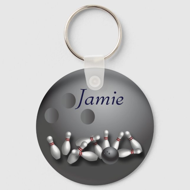 Porte-clés Boule de bowling personnalisée et grève (Recto)