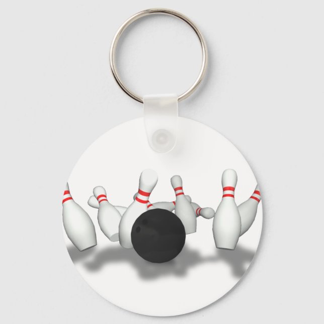 Porte-clés Boule de Bowling & Pins : Modèle 3D : (Recto)