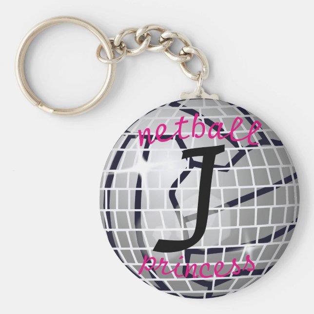 Porte-clés Boule Disco Personnalisée Imprimer Netball Princes (Devant)