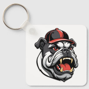 PORTE-CLÉS BOULEDOGUE AVEC CASQUETTE DE BASEBALL