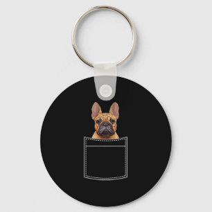 Porte-clés Bouledogue dans la poche de poitrine Frenchie Pock