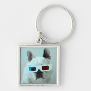 Porte-clés Bouledogue français avec les verres 3D