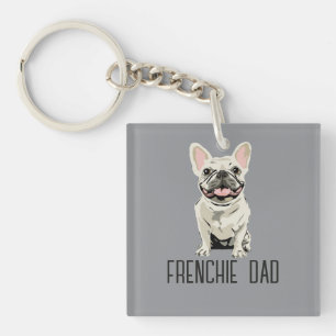 Porte-clés Bouledogue Français Blanc, Papa Frenchie