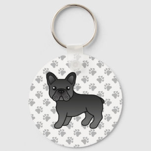 Porte-clés Bouledogue français noir Chien de dessin animé mig