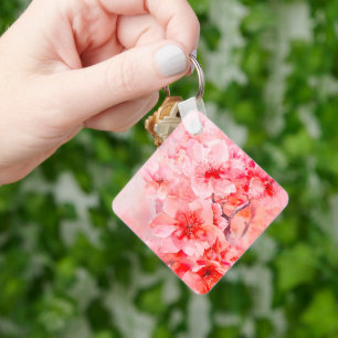 Porte-clés Boules de fleurs de cerisier d'aquarelle