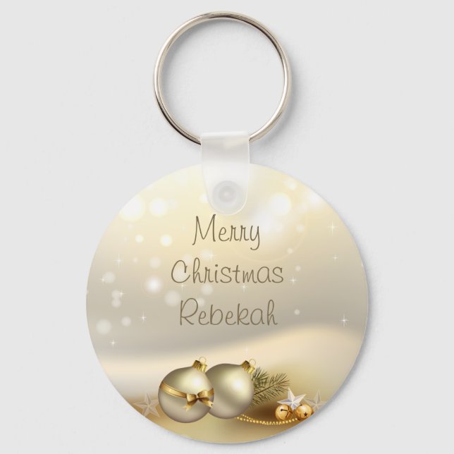 Porte-clés Boules d'or, cloches et étoiles (Recto)