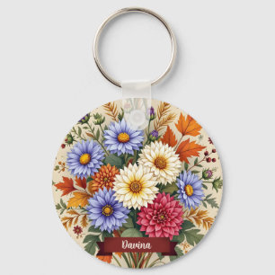 Porte-clés Bouquet d'automne d'asters et de dahlias