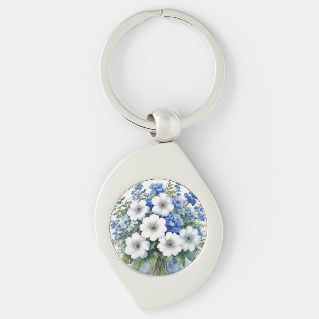 Porte-clés Bouquet de fleurs Elégante aquarelle (Devant)