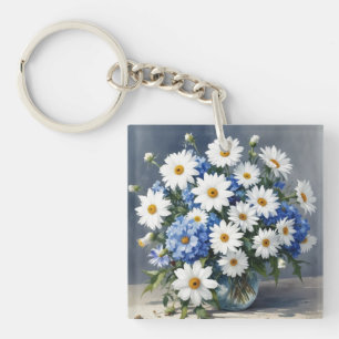 Porte-clés Bouquet de fleurs Élégantes marguerites Aquarelle
