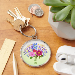 Porte-clés Bouquet de fleurs jaune et blanc