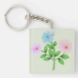 Porte-clés Bouquet de fleurs sauvages à l'aquarelle éthérée -
