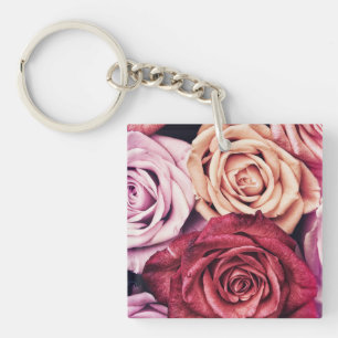 Porte-clés Bouquet de roses roses