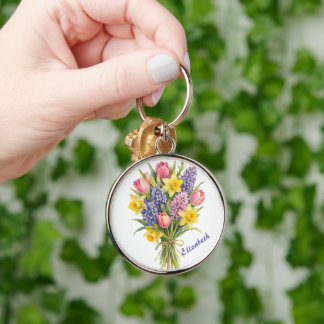 Porte-clés Bouquet floral aquarelle printemps