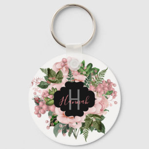 Porte-clés Bouquet floral rose pâle personnalisé