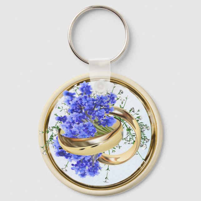 Porte-clés Bouquets de lavande anneaux d'or (Recto)