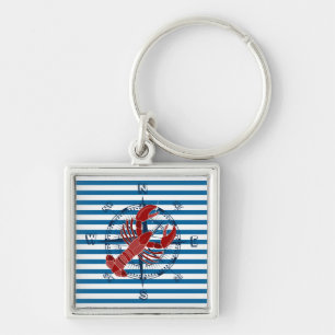 Porte-clés Boussole et homard Bleu et blanc