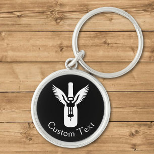 Porte-clés Bouteille à vin avec ailes et vis à vis