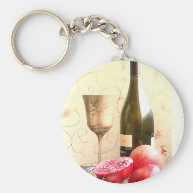 Porte-clés Bouteille De Vin Et Grenade (Devant)