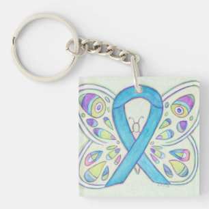 Porte-clés Bouton bleu Porte - clé personnalisé de sensibilis