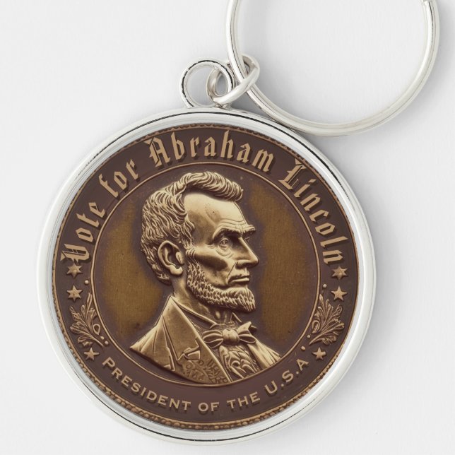 Porte-clés Bouton Campagne Abraham Lincoln (Devant)