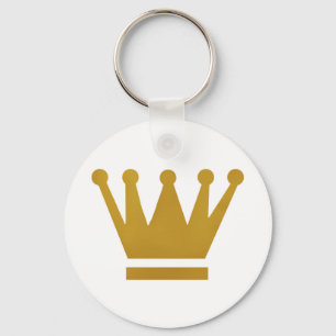 Porte-clés Bouton Clé Bague Couronne dorée