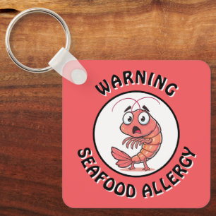 Porte-clés Bouton d'alerte grave d'allergie aux fruits de mer