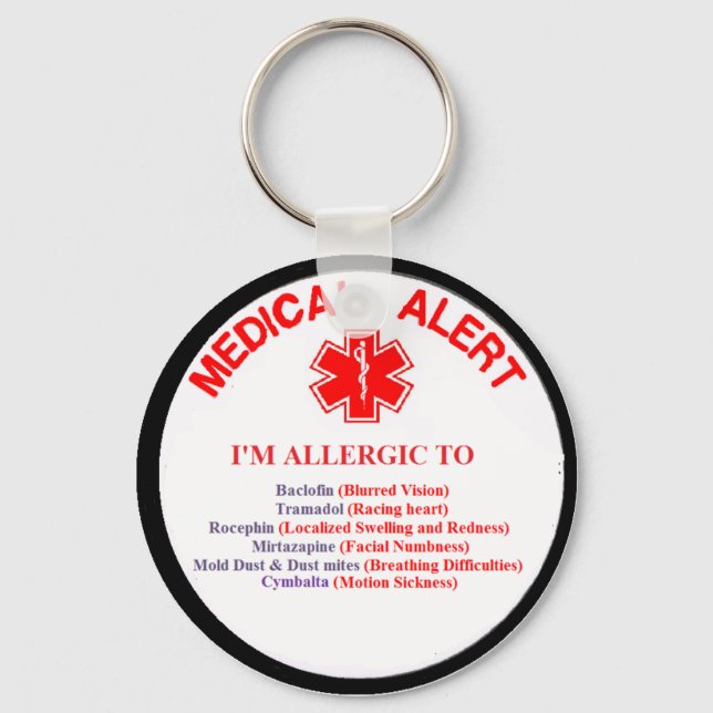 Porte-clés Bouton d'allergie aux médicaments du client 1 (Recto)