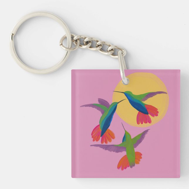 Porte-clés Bouton d'art Mango Colibri noir (Devant)