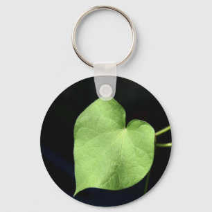 Porte-clés Bouton de base de la photo du coeur de la feuille 