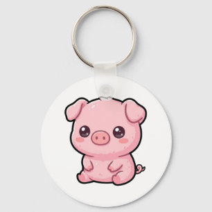 Porte-clés bouton de bébé cochon mignon