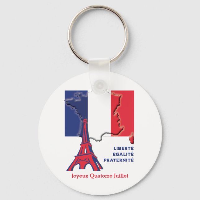 Porte-clés Bouton de jour du drapeau patriotique français (Recto)
