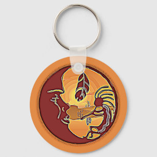 Porte-clés Bouton de paysage - Kokopelli Moon Feather 1