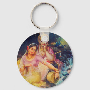 Porte-clés Bouton de Radha et de Krishna