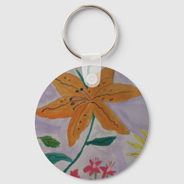 Porte-clés Bouton de touche Bouton Lily orange (Recto)