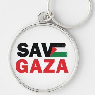 Porte-clés Bouton Enregistrer GAZA avec drapeau palestinien c