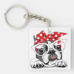 Porte-clés Bouton Et Lunettes De Tête Coloré À Chien À Couleu