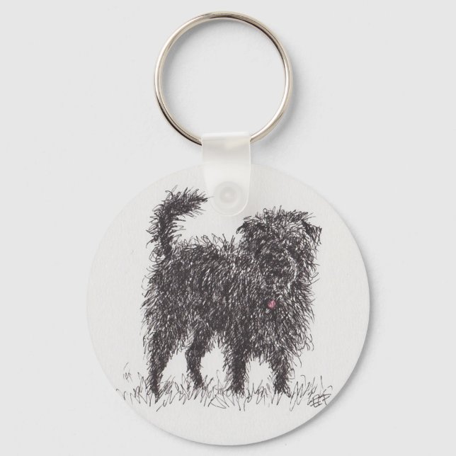 Porte-clés Bouton noir du Terrier Bouton Clé (Recto)