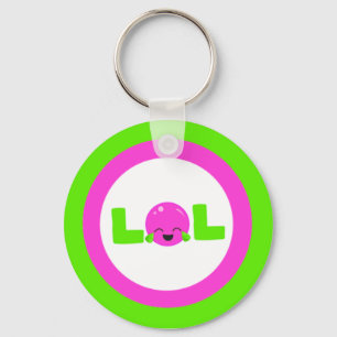 Porte-clés Bouton vert clair violet brillant LOL Lire