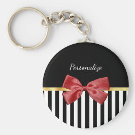 Porte-clés Bow rouge classique Grandes noires et blanches ave