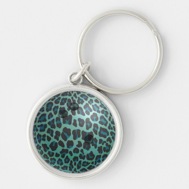Porte-clés Bowling Ball Leopard Turquoise (Devant)