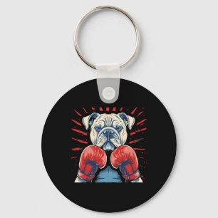 Porte-clés Boxer Bulldog avec gants de boxe Kickboxing Drôle