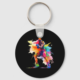 Porte-clés Boxeur Homme Boxe Peinture Éclaboussure Kickboxeur