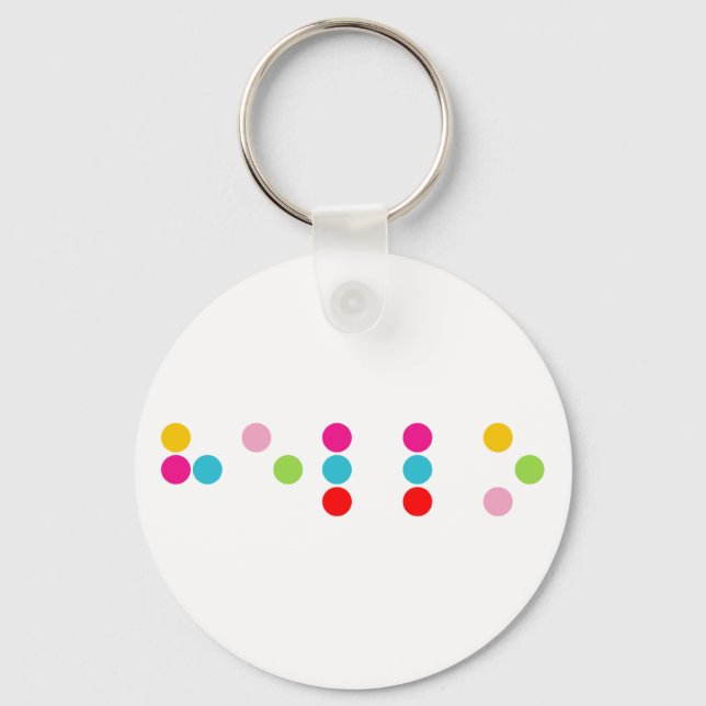 Porte-clés Braille aveugle alphabet lettres bonjour texte (Recto)