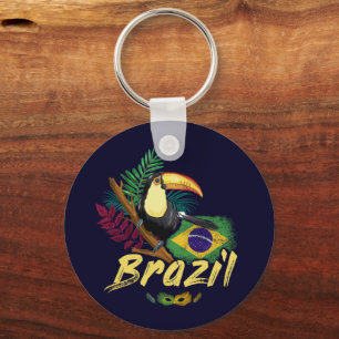 Porte-clés Brésil Vintage Toucan Drapeau Samba Masque Souveni