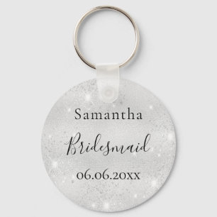 Porte-clés Bridesmaid argent brillant nom élégant