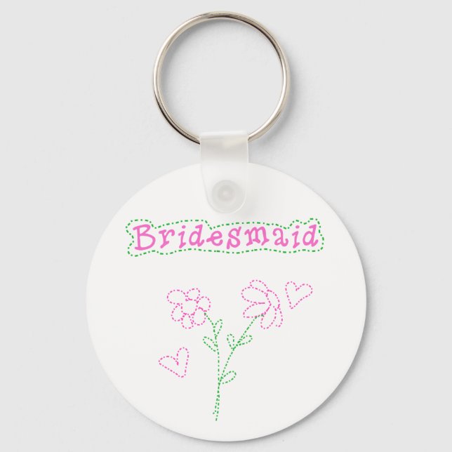 Porte-clés Bridesmaid aux fleurs roses (Recto)