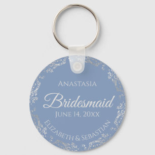 Porte-clés Bridesmaid en dentelle d'argent Périwinkle Mariage